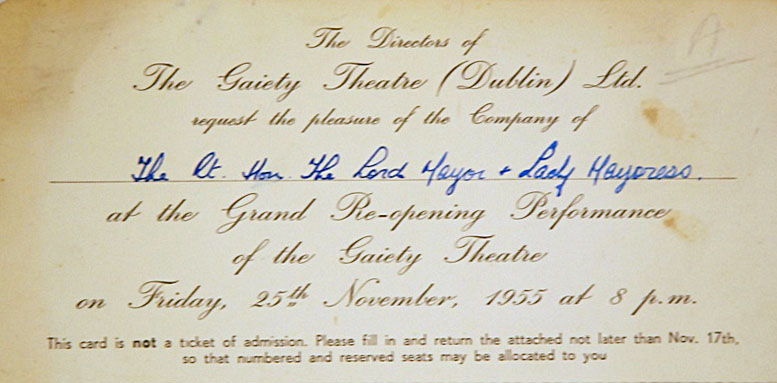 Gaiety theatre invitation