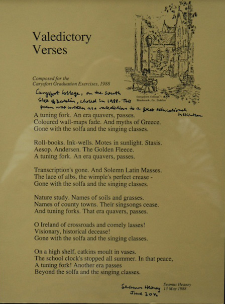 Seamus Heaney Valedictory Verses